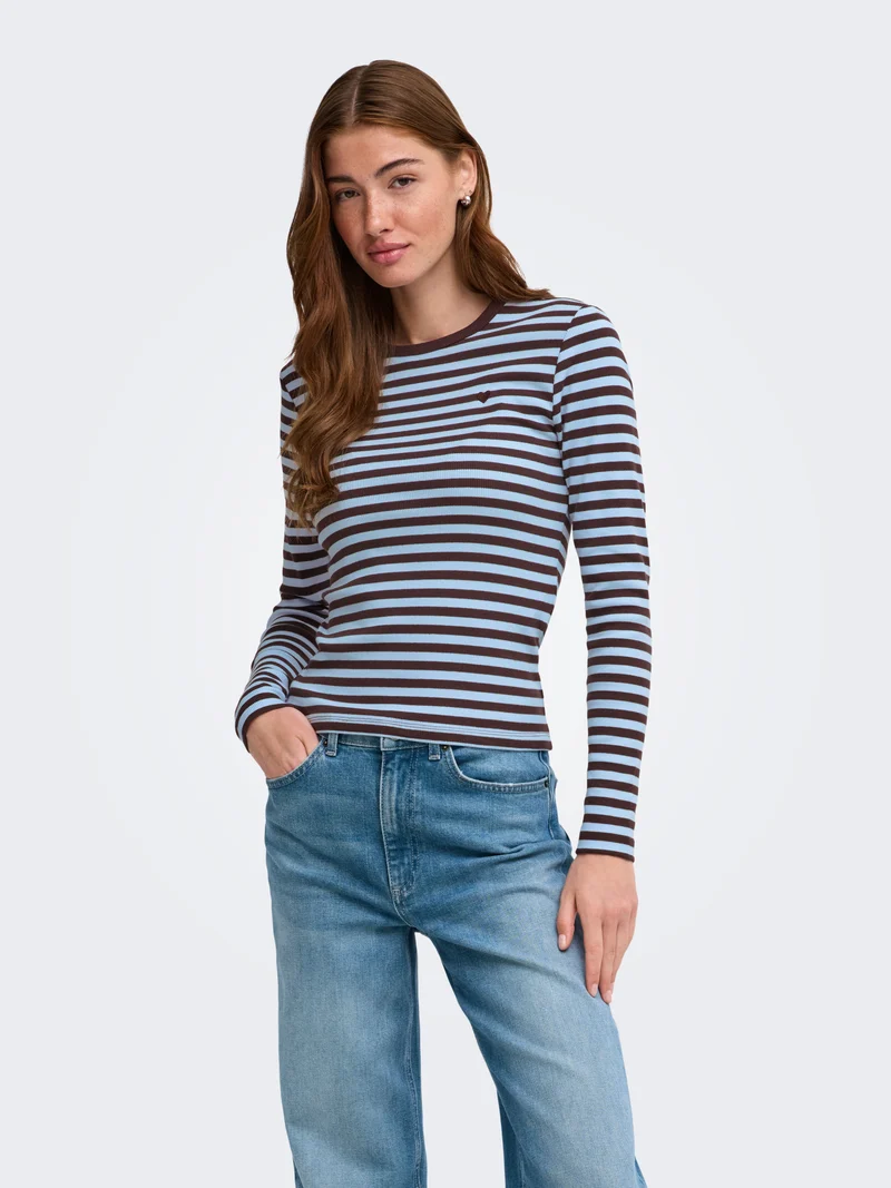 ONLVAL L/S O-NECK STRIPE TOP JRS