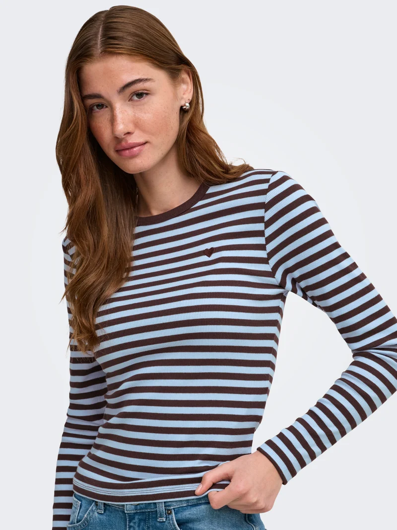 ONLVAL L/S O-NECK STRIPE TOP JRS