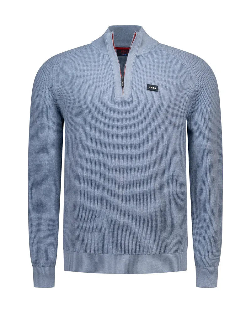 PULLOVER HALF ZIP, SOFT OCEAN MELANGE