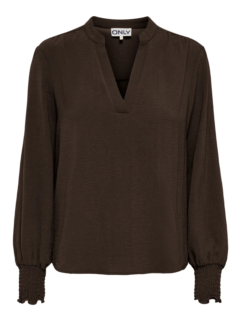ONLMETTE V-NECK LS SMOCK TOP NOOS WVN