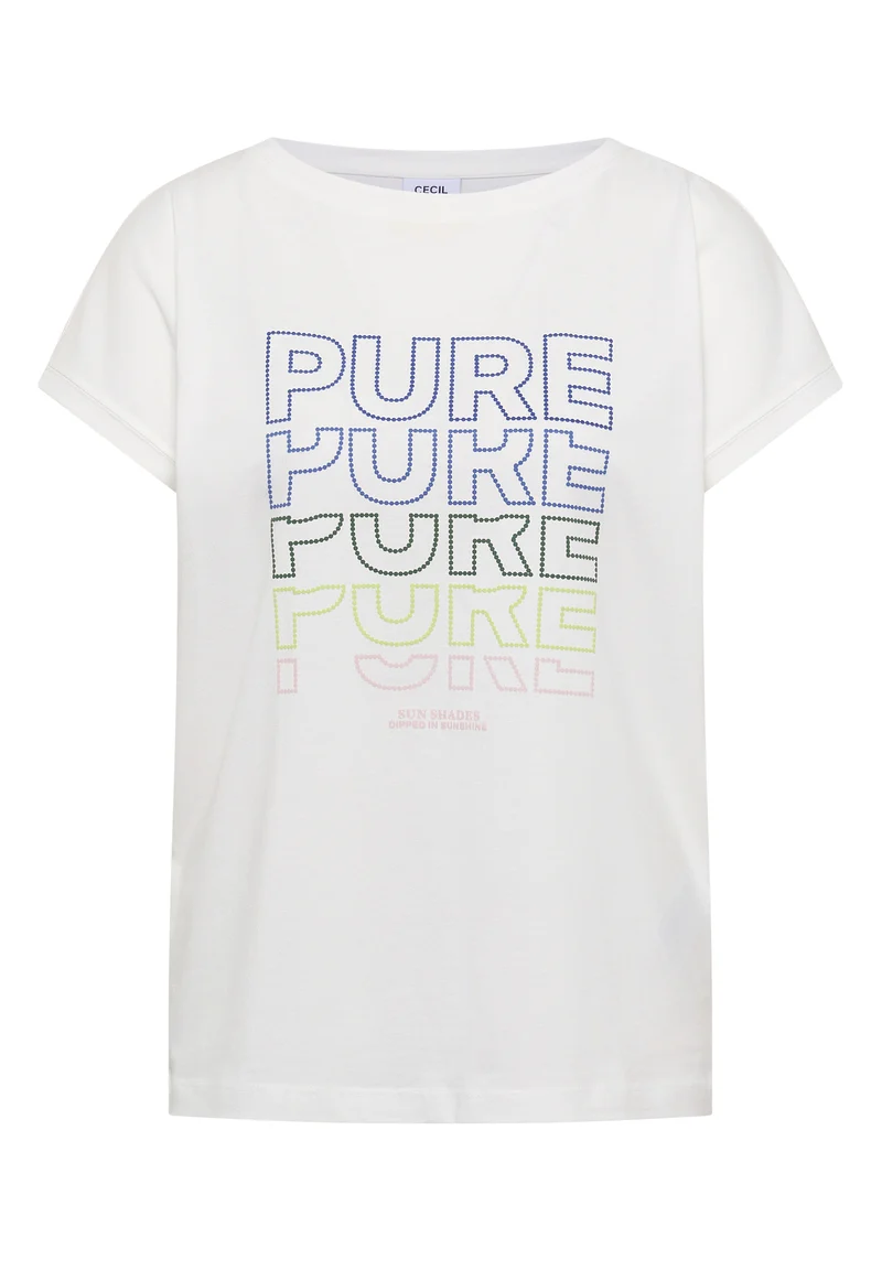 T-Shirt mit Boat Neck und Frontprint