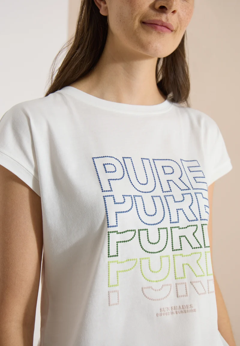 T-Shirt mit Boat Neck und Frontprint