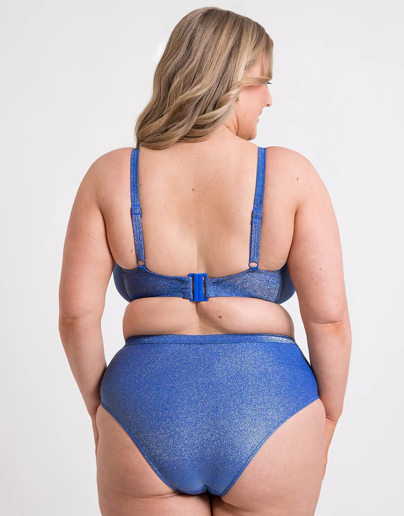 Curvy Kate Sapphire Seas Balcony Bikini Top Blue Sparkle