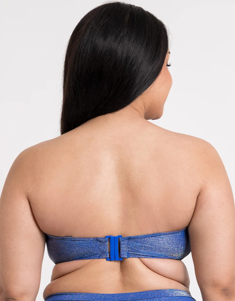 Curvy Kate Sapphire Seas Bandeau Bikini Top Blue Sparkle