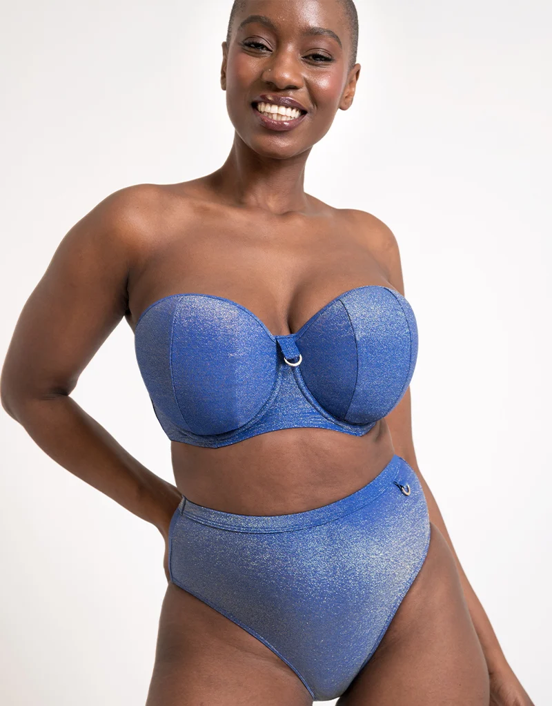 Curvy Kate Sapphire Seas Bandeau Bikini Top Blue Sparkle