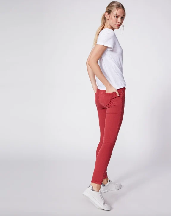 Hoxton Red Ankle Skinny Denim
