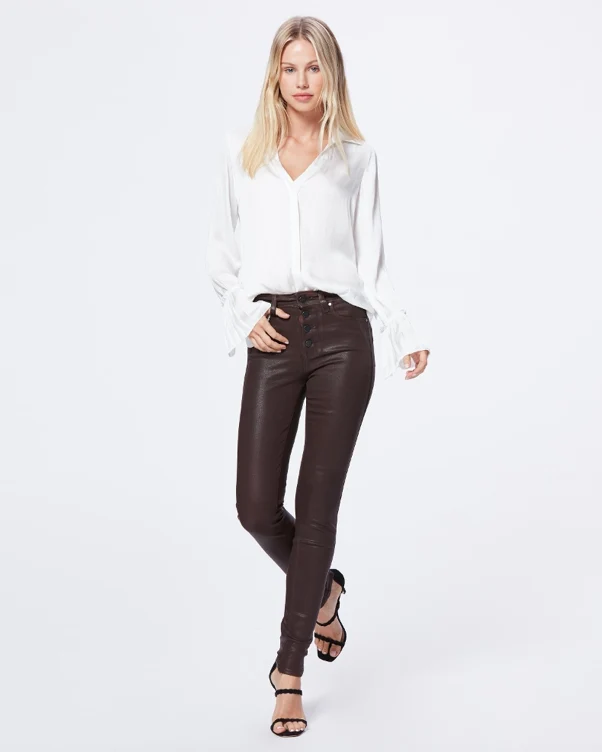 Hoxton Skinny Coated Jean - Chicory Coffee