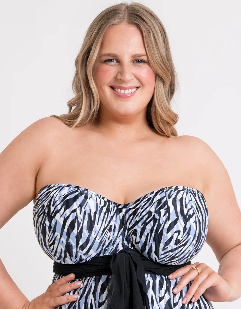 Curvy Kate Wrapsody Bandeau Strapless Multiway Swimsuit Zebra Print