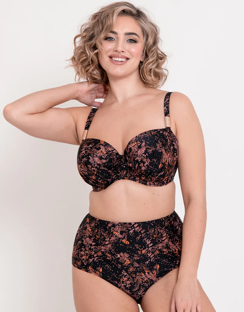 Flirtelle Maya Bay High Waist Bikini Brief Black Print