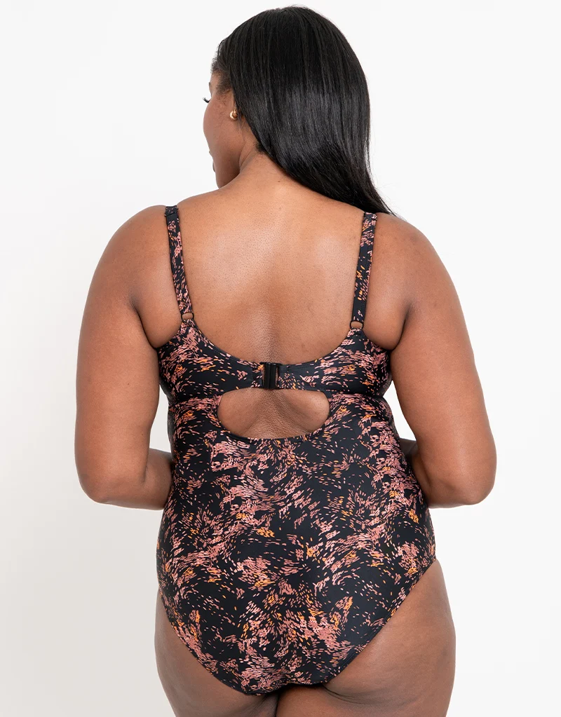 Flirtelle Maya Bay Balcony Swimsuit Black Print