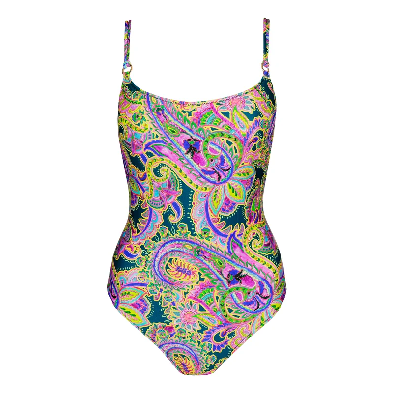 JOLISE Tropical Paisley Unterlegter Badeanzug Bügellos
