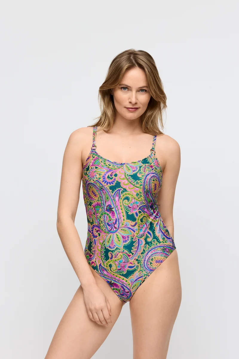 JOLISE Tropical Paisley Unterlegter Badeanzug Bügellos