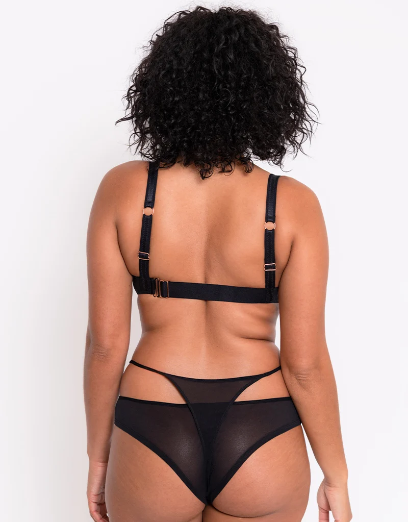 Scantilly Peep Show Deep Plunge Bra Black