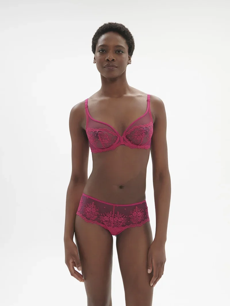 Simone Perele – Intrigue Sheer Plunge Bra Disco Pink