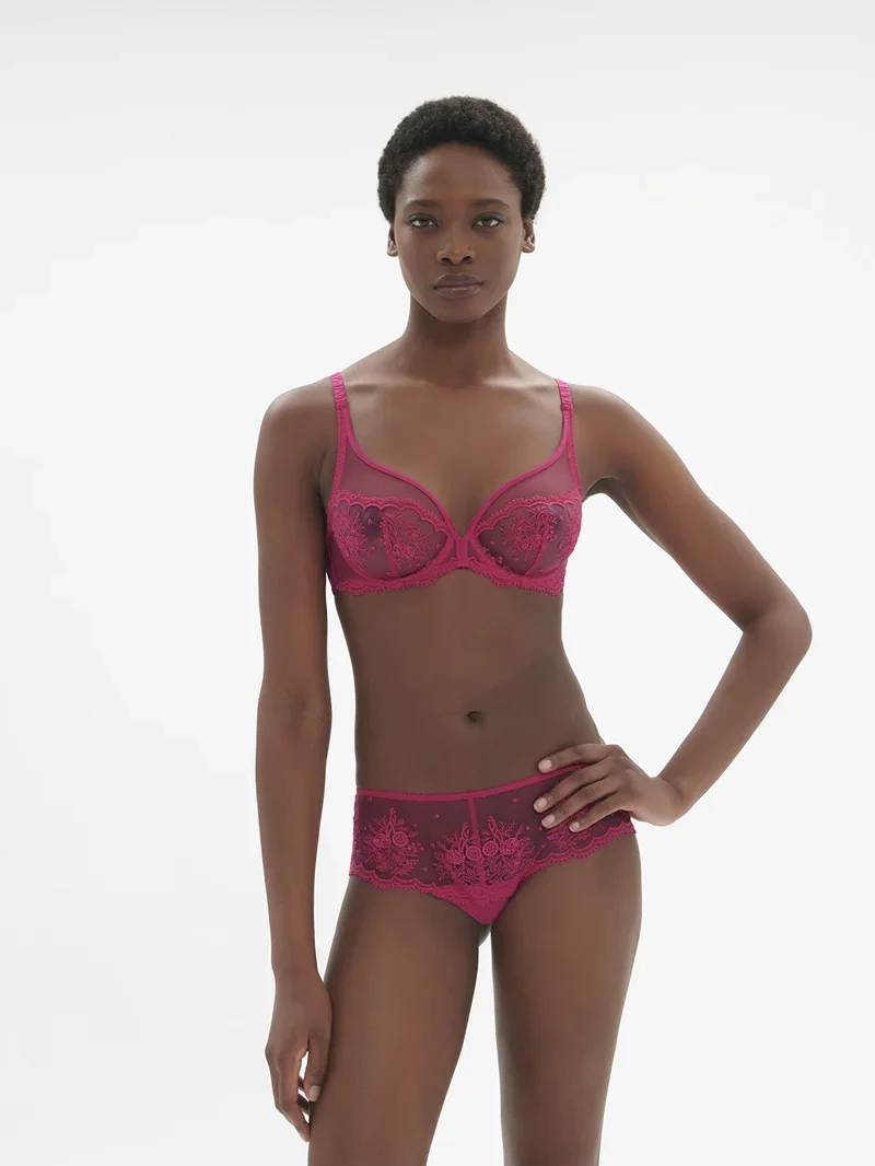 Simone Perele – Intrigue Sheer Plunge Bra Disco Pink