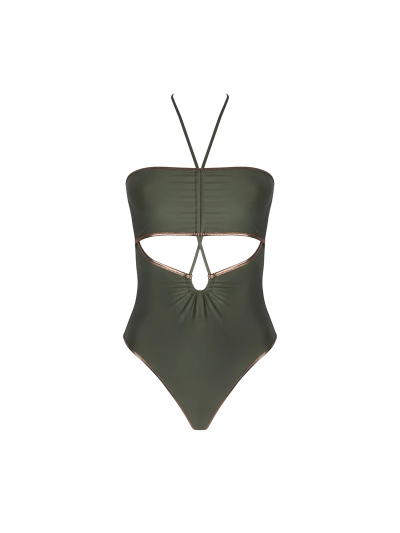 Antigel Swimwear von Lise Charmel – La Smartissime Bustier-Badeanzug Khaki Bronze