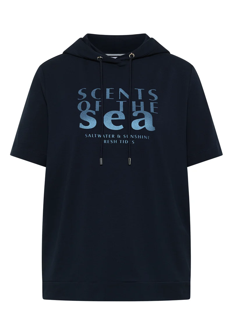Kurzarm Shirt mit Kapuze und Wording