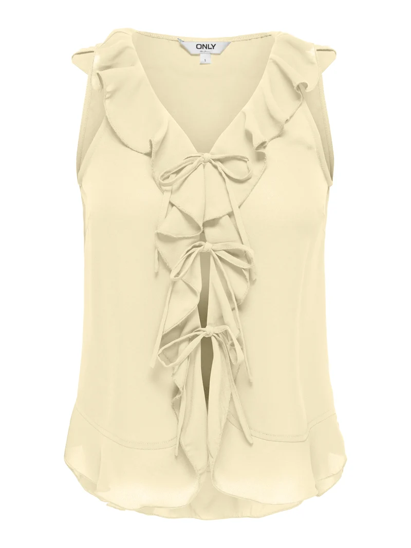 ONLMONET S/L FLOWY V-NECK RUFFLE TOP WVN