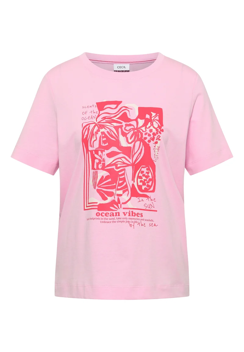Shirt mit Rundhals und maritimem Print