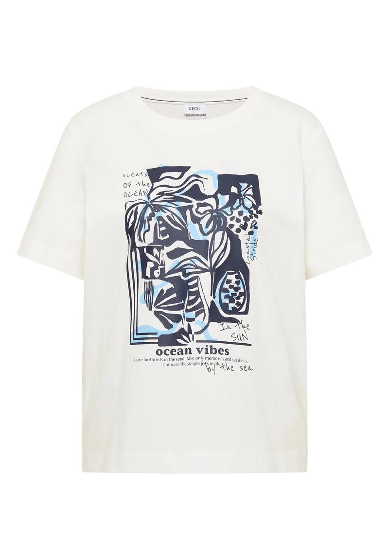 Shirt mit Rundhals und maritimem Print
