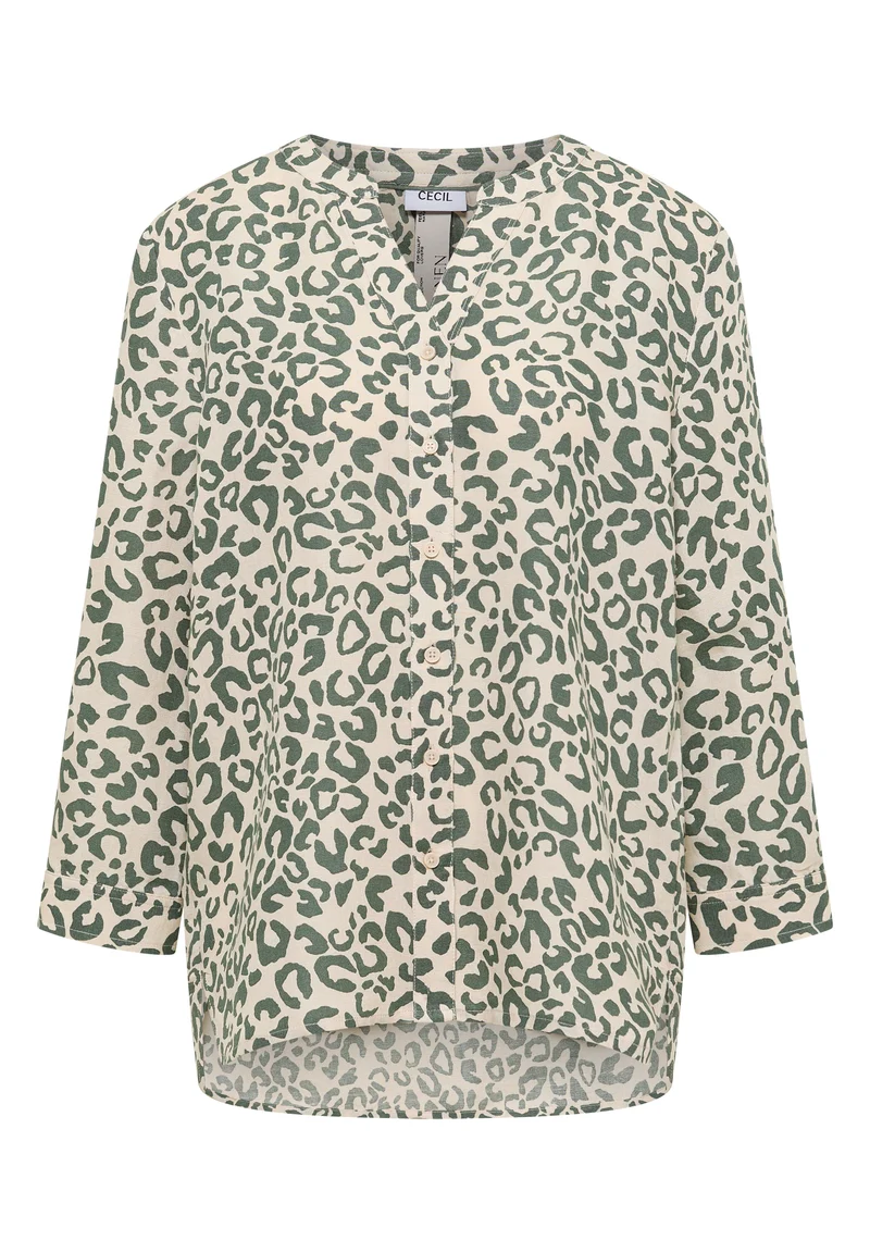 Bluse mit Leo-Muster aus Leinenmix