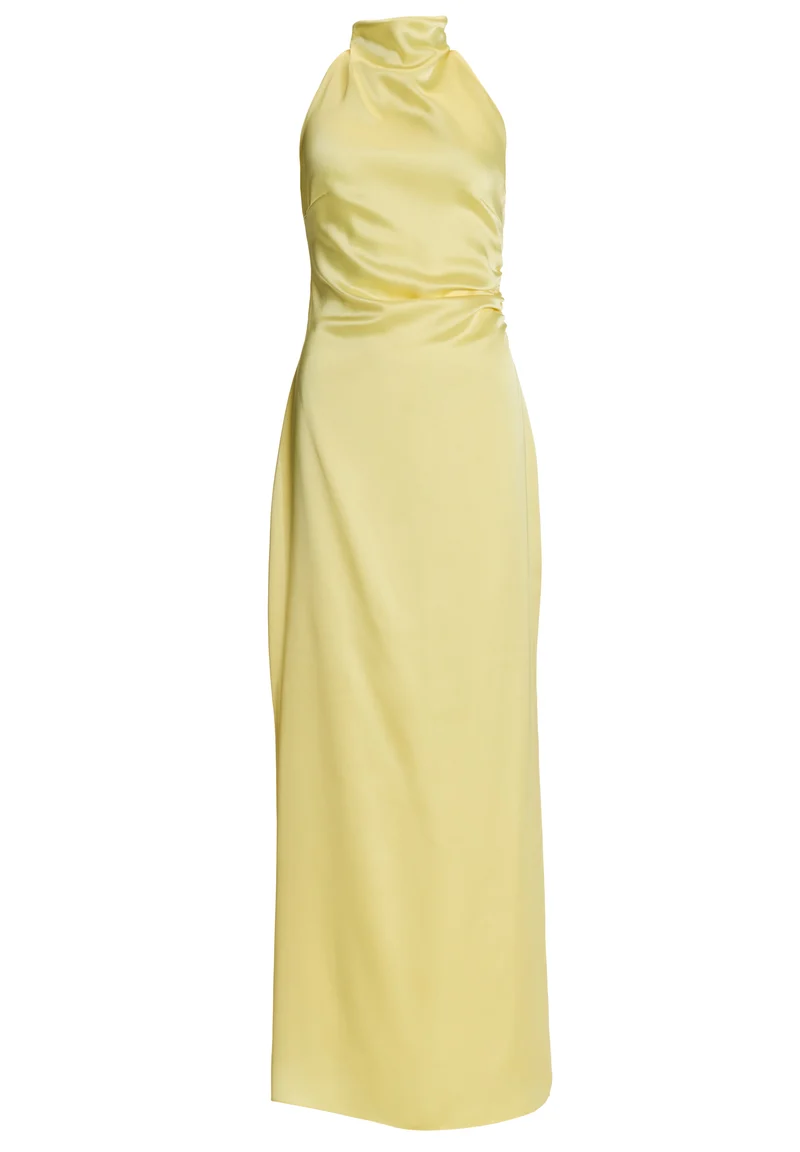 Figurbetontes Abendkleid aus Stretch Satin mit Drapierung am Kragen