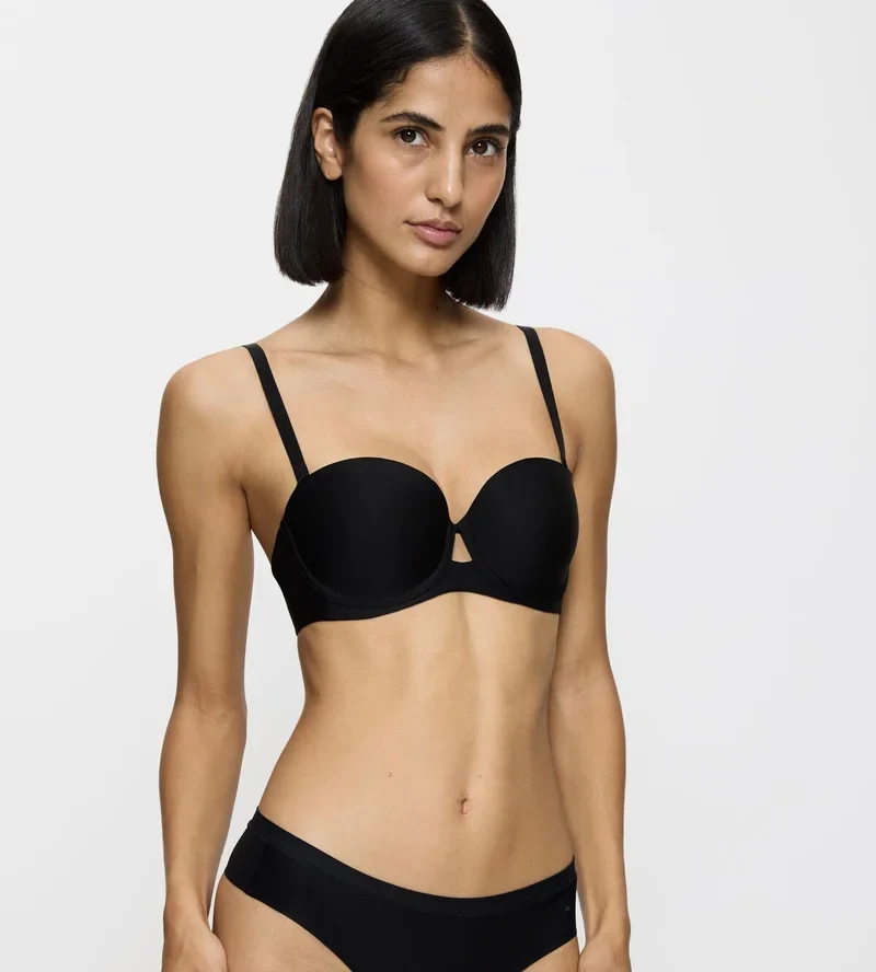 Triumph – Pure Micro trägerloser Bügel-BH mit Polsterung, Schwarz