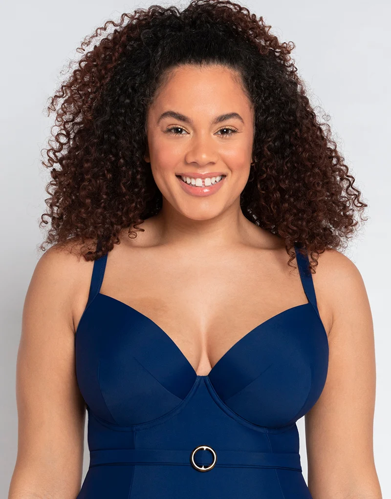 Curvy Kate Retro Sun Padded Plunge Swimsuit Navy