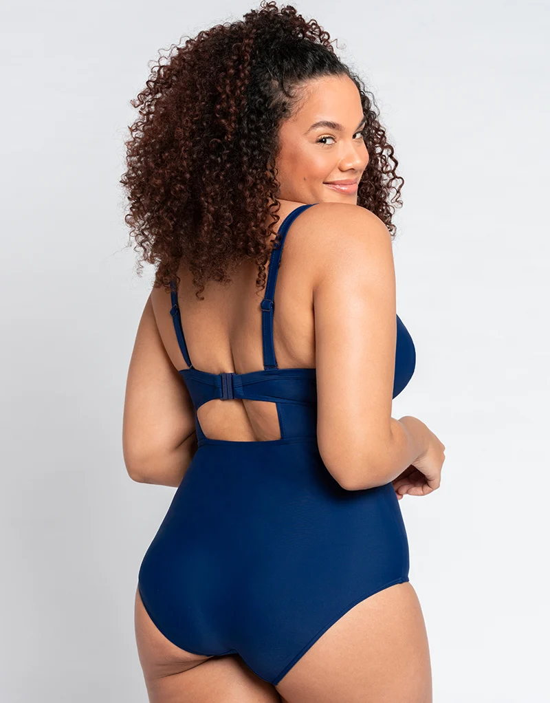 Curvy Kate Retro Sun Padded Plunge Swimsuit Navy