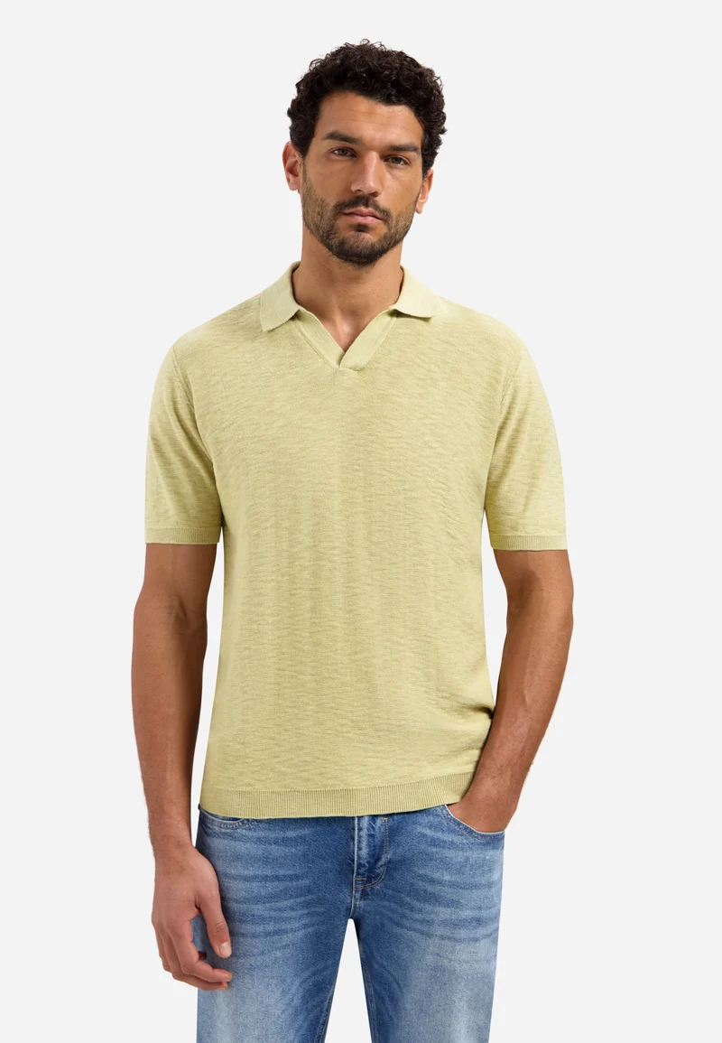 Pullover Short Sleeve V-Polo Slub