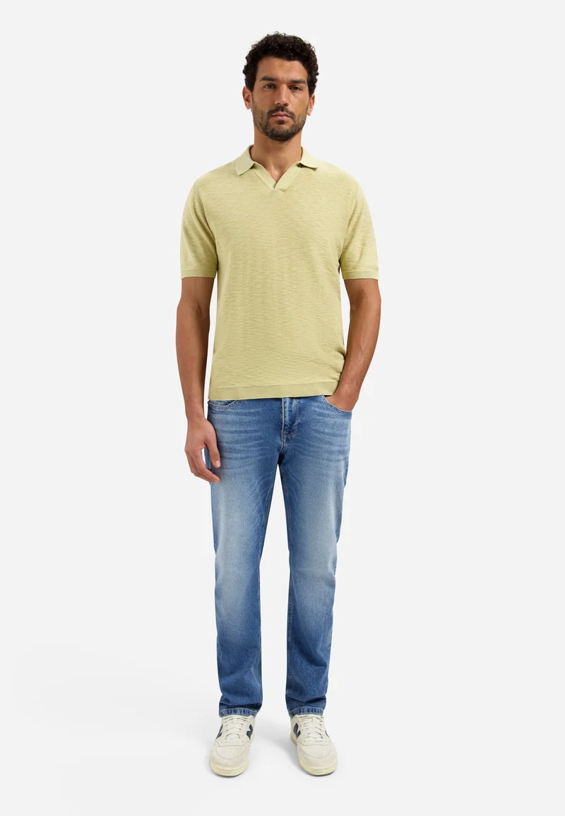 Pullover Short Sleeve V-Polo Slub