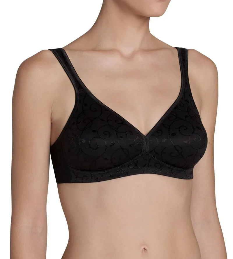 Triumph – Eleganter, bügelloser, ungepolsterter Baumwoll-BH, Schwarz