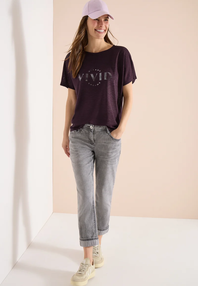 Dropped Shoulder Shirt in Leinen-Optik