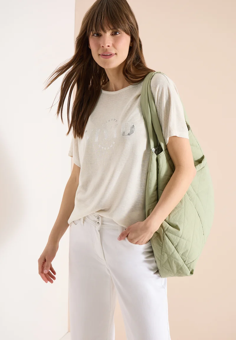 Dropped Shoulder Shirt in Leinen-Optik