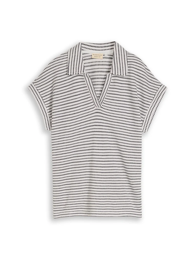 Loose Fit Jacquard T-Shirt mit Polokragen