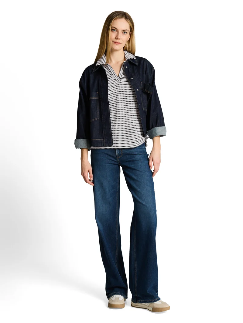 Loose Fit Jacquard T-Shirt mit Polokragen