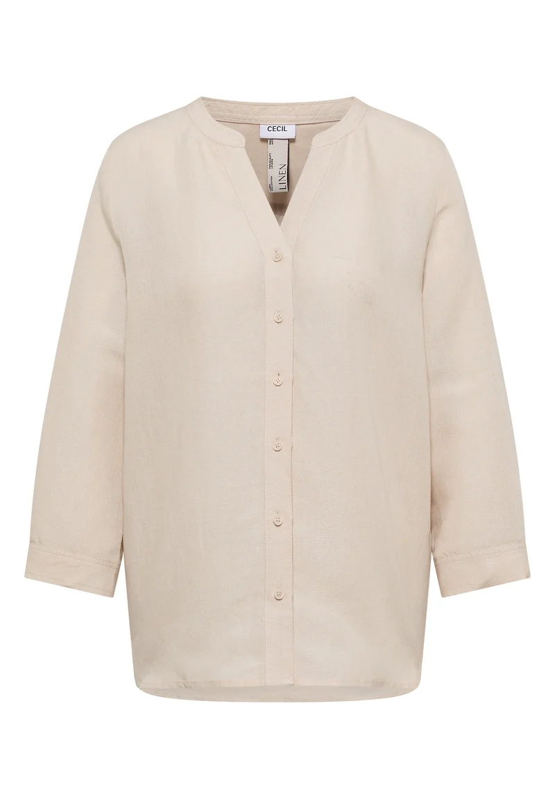 Bluse mit Split Neck aus Leinenmix