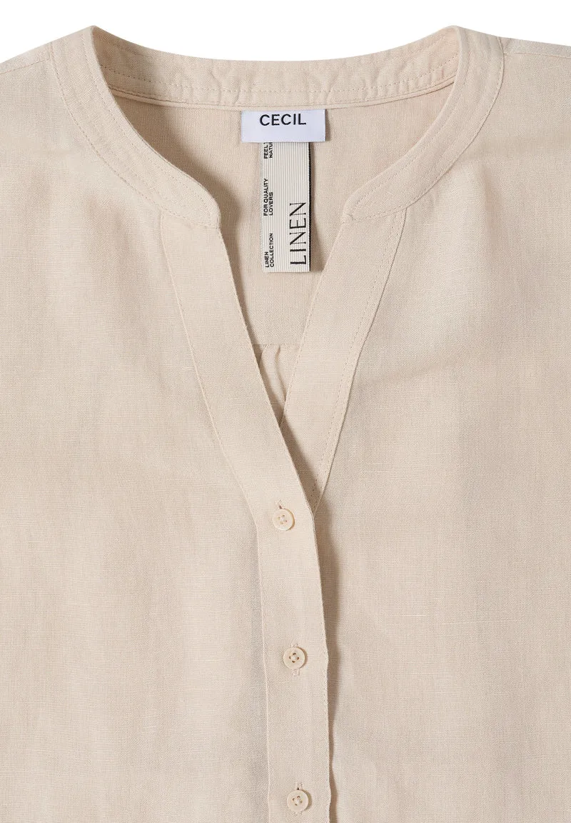 Bluse mit Split Neck aus Leinenmix