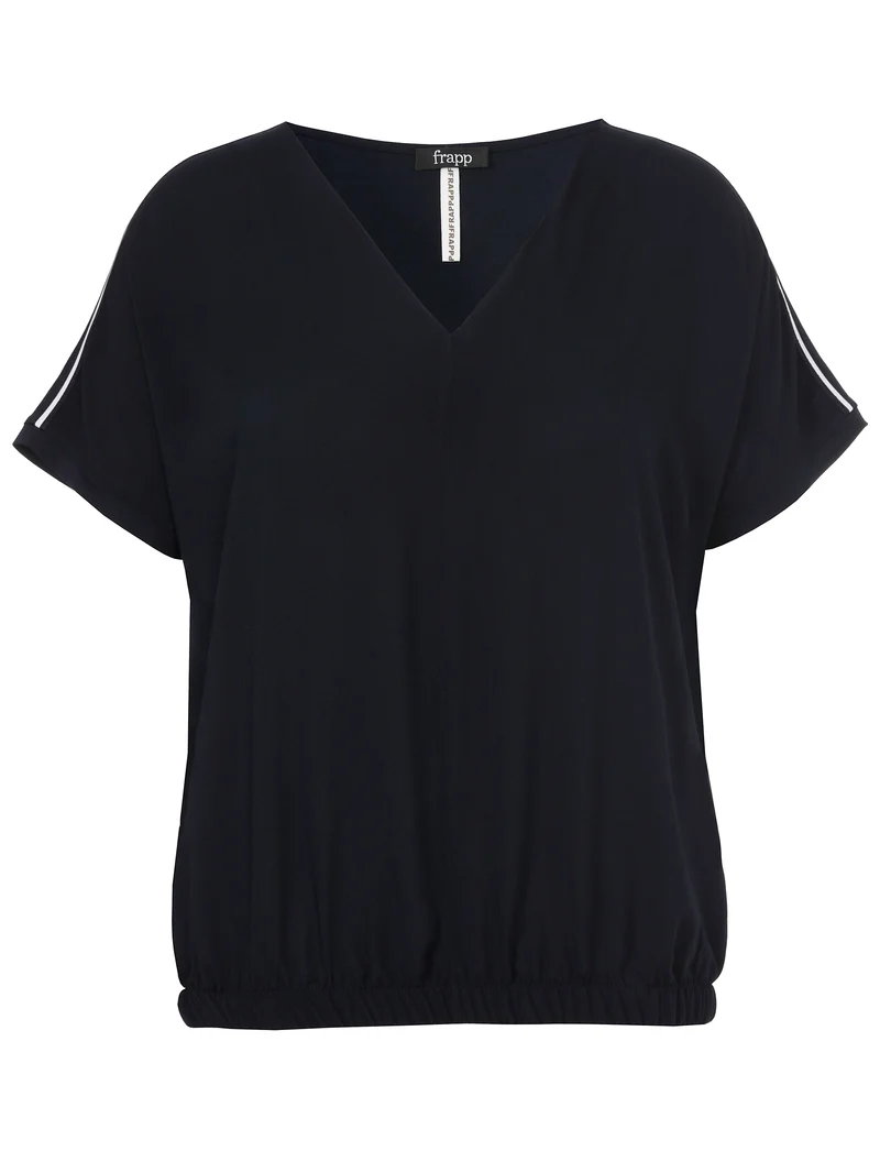Bluse V-Ausschnitt ohne Arm Materialmix