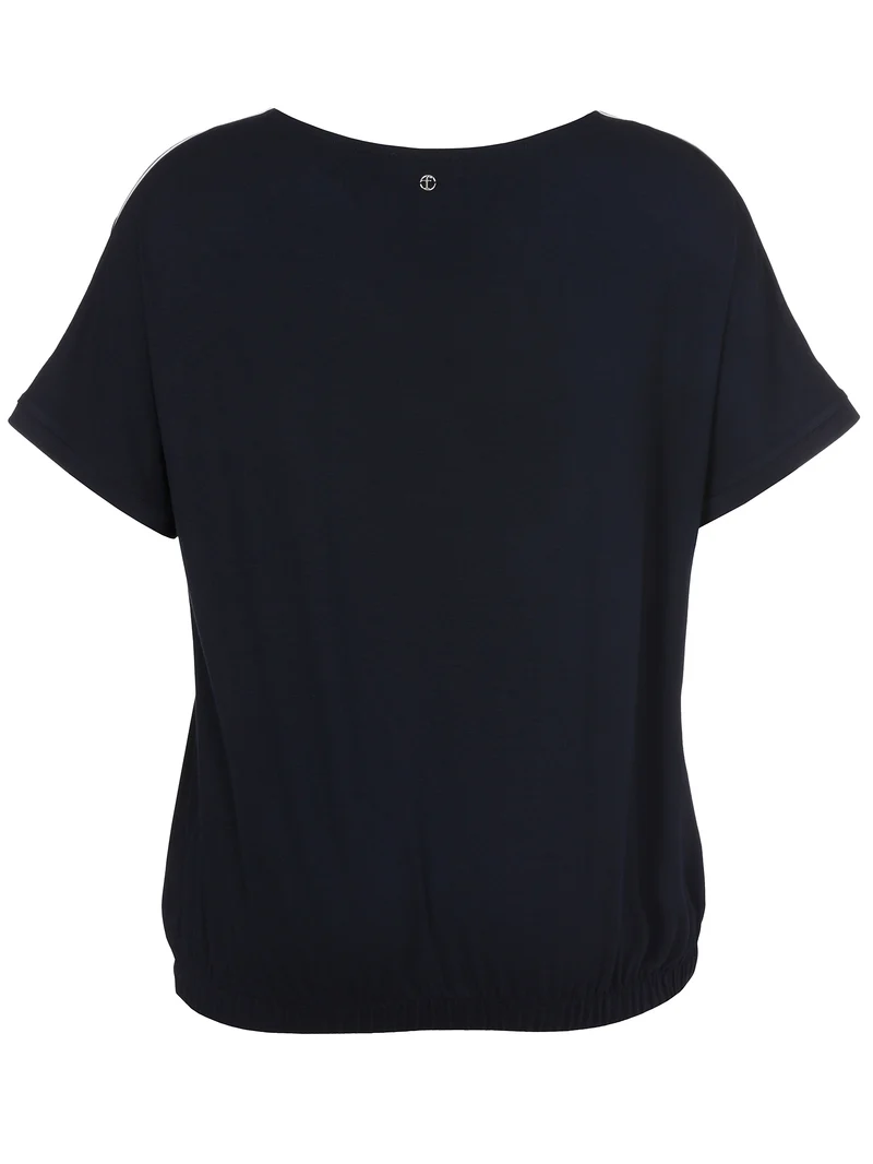 Bluse V-Ausschnitt ohne Arm Materialmix