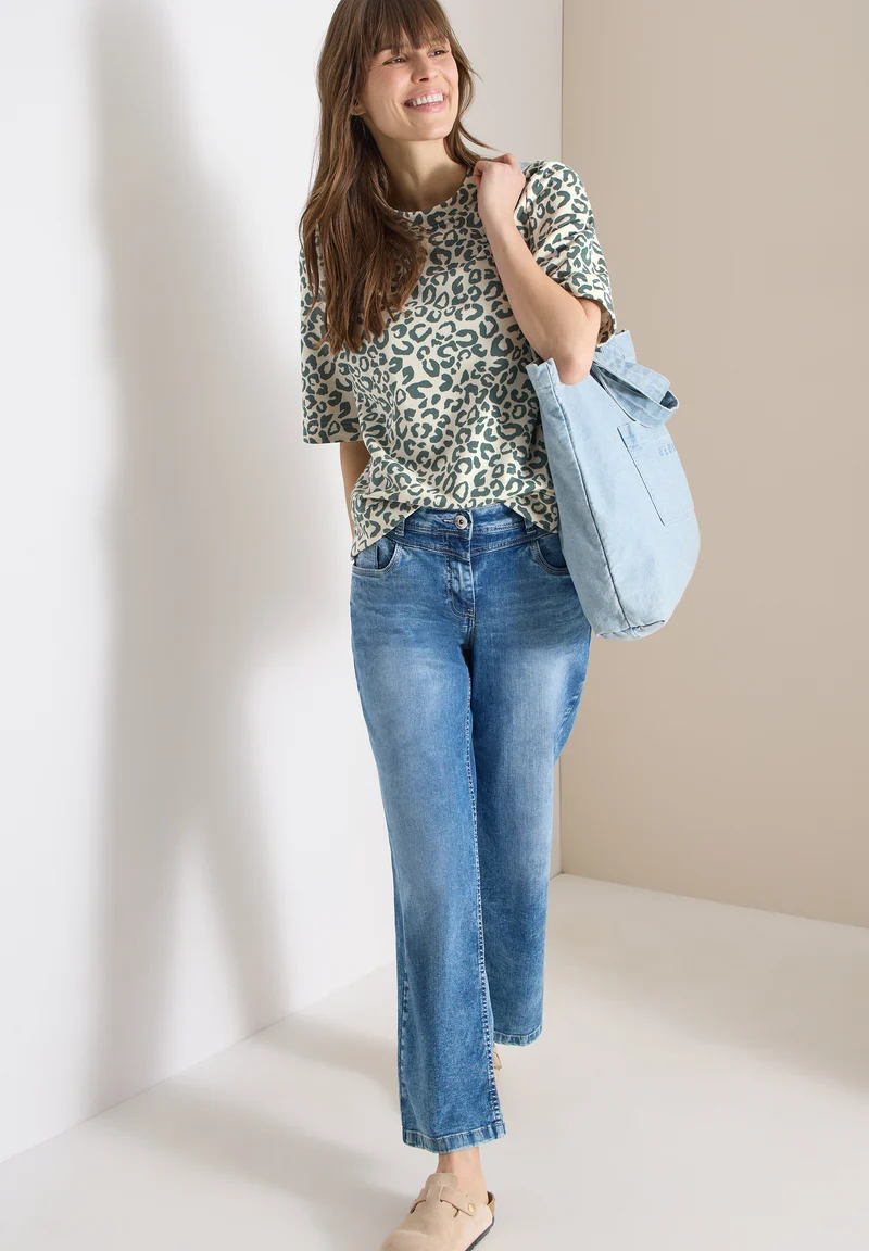 Kurzarm Sweatshirt mit Leo-Print