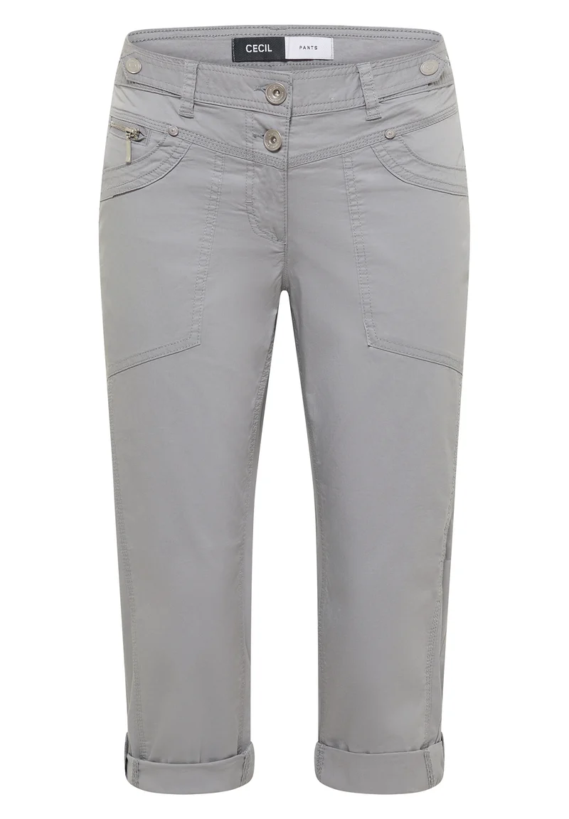 Mid Waist Slim Leg Hose mit Turn-Up