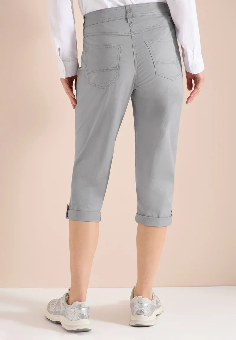 Mid Waist Slim Leg Hose mit Turn-Up