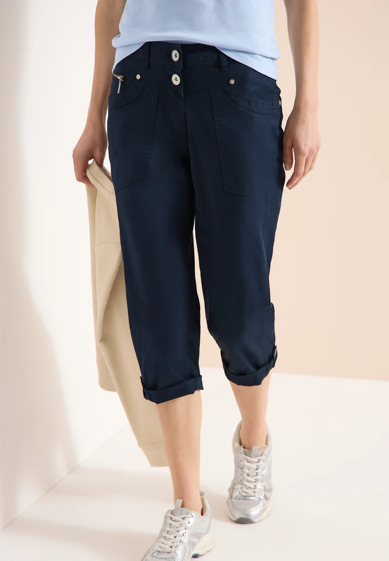 3/4 Mid Waist Casual Fit Hose mit Turn Up