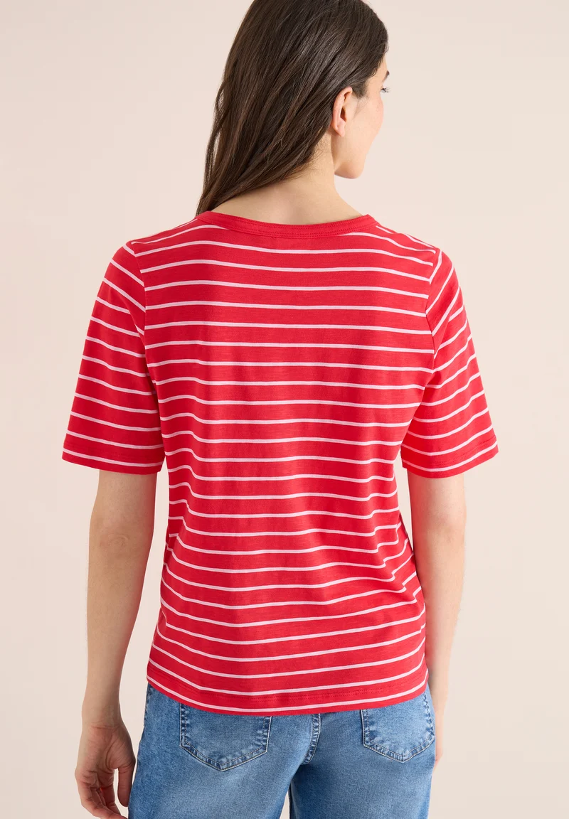 T-Shirt mit Boatneck und Streifen