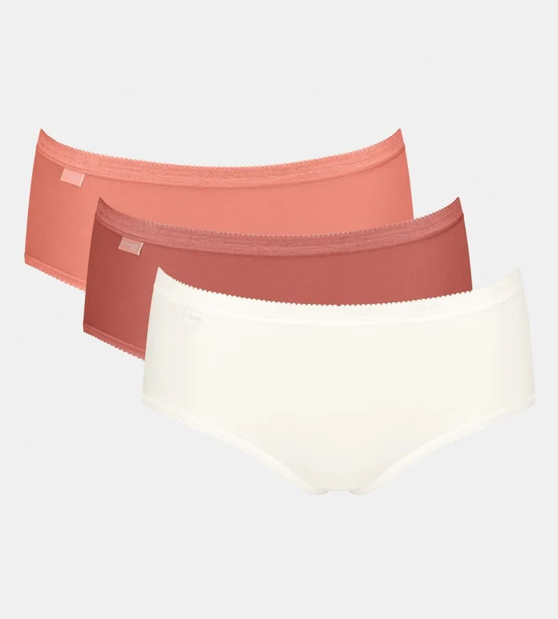 Sloggi – Basic Plus Slip 3er-Pack Pfirsich & Weiß