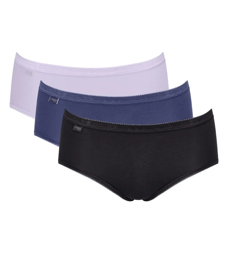 Sloggi - Basic Plus Slip 3er-Pack Schwarz & Lila