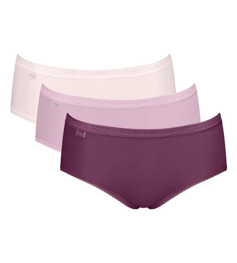 Sloggi – Basic Plus Slip 3er-Pack Lila & Creme