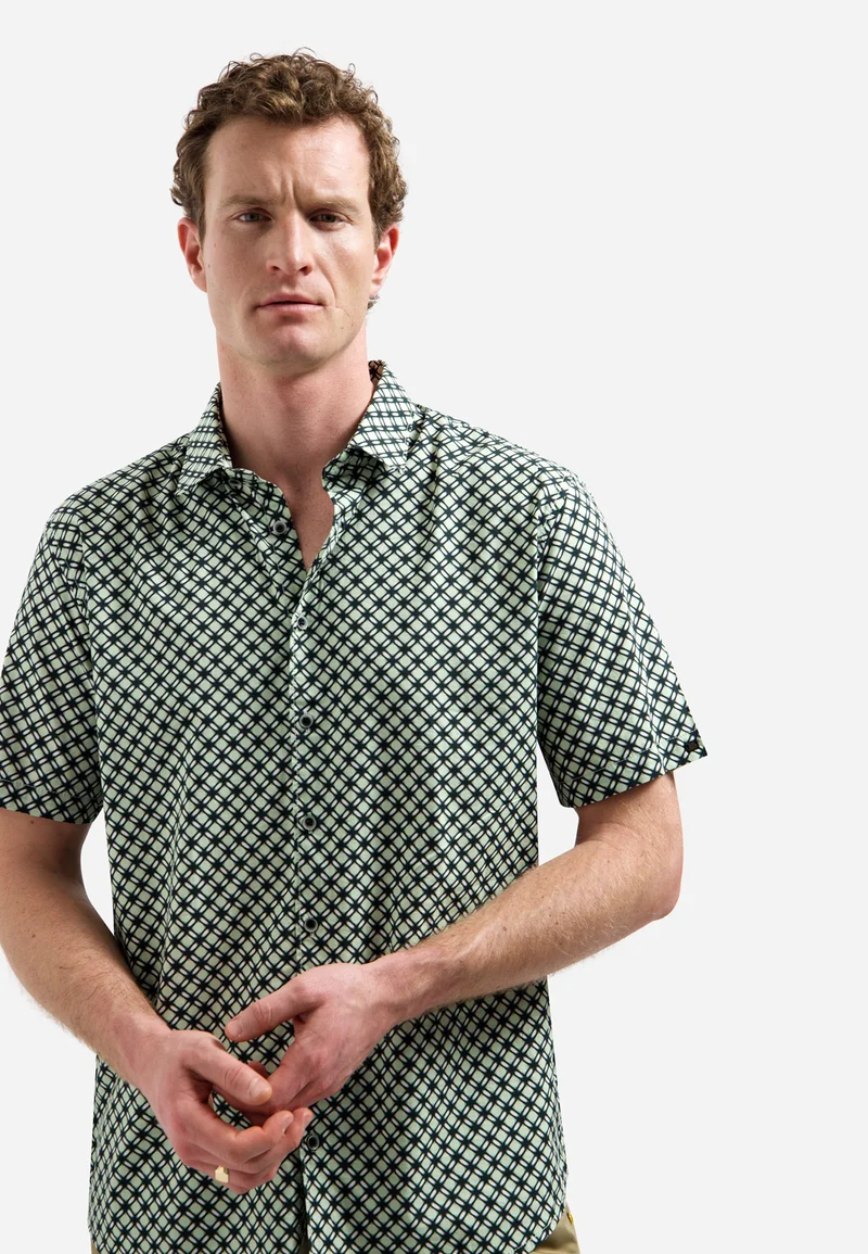 Shirt Short Sleeve Stretch Allover Printed