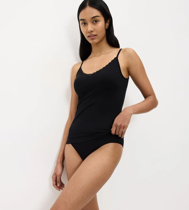 Triumph - Feel Of Cotton Spaghetti Top Schwarz